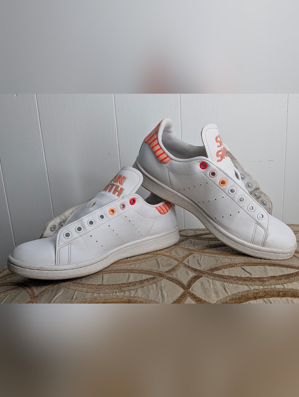 Adidas Stan Smith Primegreen White Orange Red H03196 Pride Womens Shoes Size 9.5